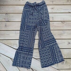 Aztec Print Wide Leg Pants festival hippie Resortwear Beach Loungewear Small